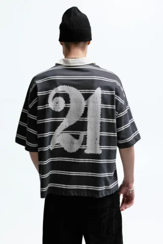 21 Savage gestreiftes Poloshirt
