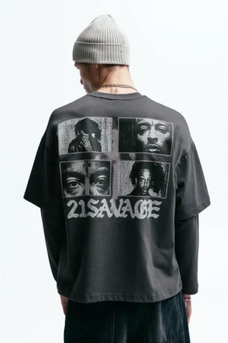 21 Savage T-Shirt mit langen Ärmeln