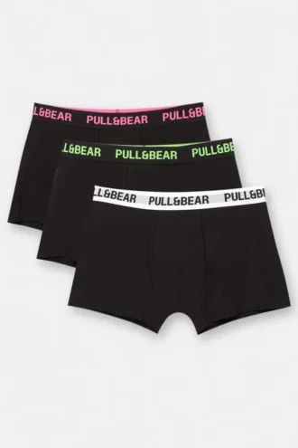 3er-Pack schwarze Boxershorts mit neonfarbenem Bund 3er-Pack schwarze Boxershorts mit neonfarbenem Bund