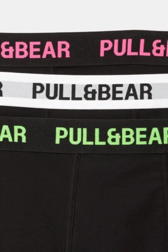 3er-Pack schwarze Boxershorts mit neonfarbenem Bund 3er-Pack schwarze Boxershorts mit neonfarbenem Bund