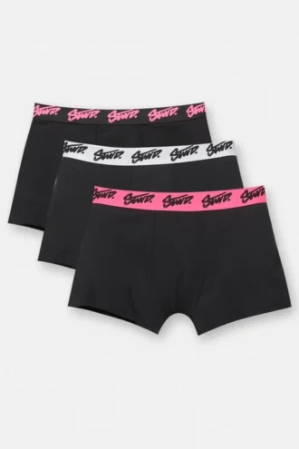 3er-Pack schwarze Boxershorts mit rosa STWD-Logo
