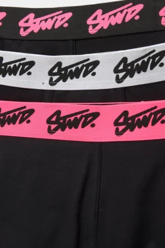 3er-Pack schwarze Boxershorts mit rosa STWD-Logo