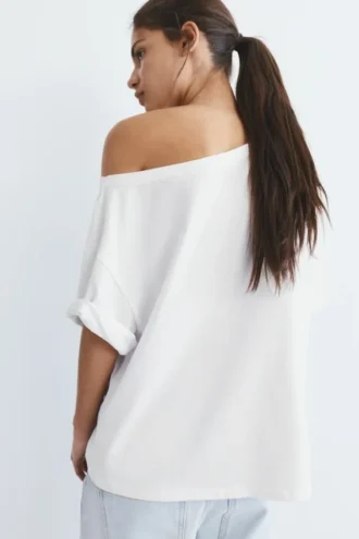 Asymmetrisches Kurzarm-T-Shirt