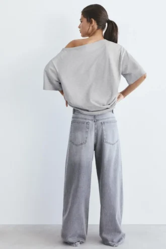 Asymmetrisches Kurzarm-T-Shirt