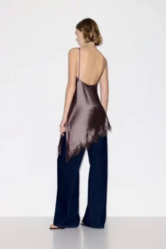 Asymmetrisches Spitzen-Camisole-Top