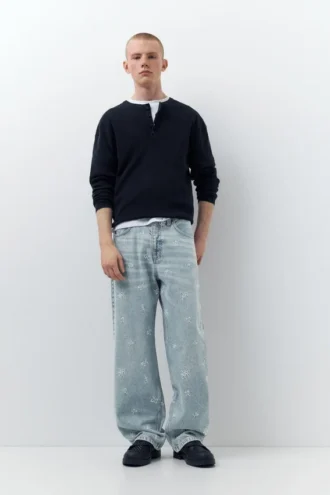 Baggy-Jeans mit gesticktem „STWD“-Logo