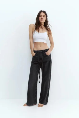 Baggy-Jeans mit Kordelzug