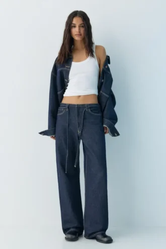 Baggy-Jeans mit Kordelzug