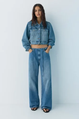 Baggy-Jeans mit Kordelzug