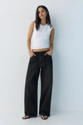 Baggy-Jeans mit Kordelzug