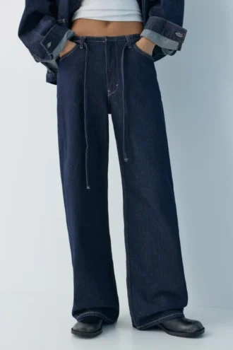 Baggy-Jeans mit Kordelzug