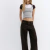 Baggy-Jeans mit mittlerer Leibhöhe