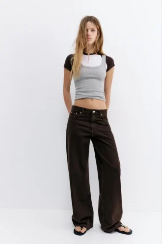 Baggy-Jeans mit mittlerer Leibhöhe
