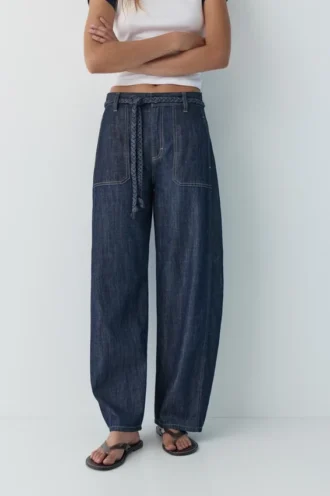 Balloon-Fit-Jeans mit Kordelzug