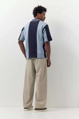 Besticktes gestreiftes Strick-Poloshirt