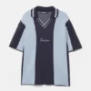 Besticktes gestreiftes Strick-Poloshirt