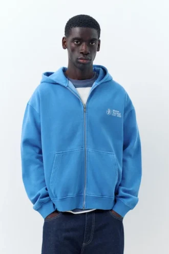 Blauer Hoodie mit Reißverschluss