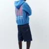 Blauer Hoodie mit Reißverschluss