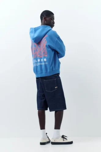 Blauer Hoodie mit Reißverschluss