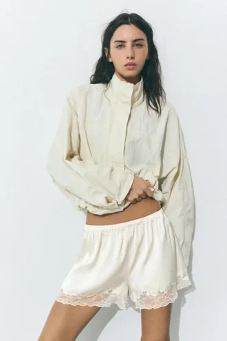 Camisole-Shorts mit Spitzenbesatz