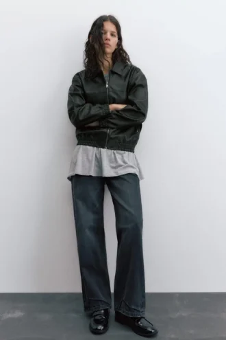 Dad-Jacke aus Kunstleder