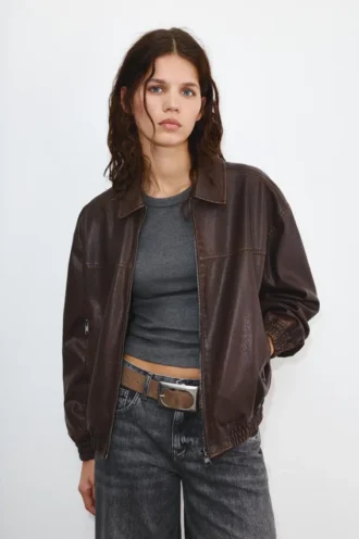 Dad-Jacke aus Kunstleder