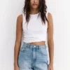 Denim-Mom-Shorts mit Umschlag Denim-Mom-Shorts mit Umschlag