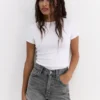 Denim-Mom-Shorts mit Umschlag Denim-Mom-Shorts mit Umschlag