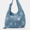 Denim-Tragetasche mit Polka-Dot-Muster Denim-Tragetasche mit Polka-Dot-Muster