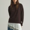 Feiner Pullover mit kombinierter Spitze