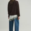 Feiner Pullover mit kombinierter Spitze