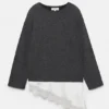 Feiner Pullover mit kombinierter Spitze Feiner Pullover mit kombinierter Spitze