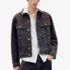 Flockierte Trucker-Jeans-Jacke