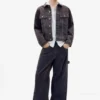 Flockierte Trucker-Jeans-Jacke