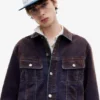 Flockierte Trucker-Jeans-Jacke