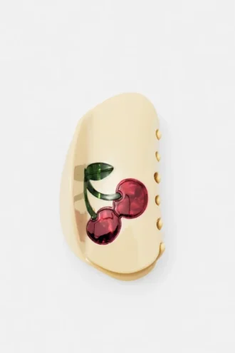 Gebogene Haarspange mit Kirschmotiv