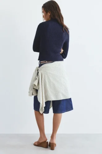 Gerippte Strickjacke mit Reißverschluss