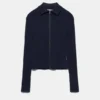 Gerippte Strickjacke mit Reißverschluss