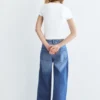 Geripptes Kurzarm-T-Shirt Geripptes Kurzarm-T-Shirt