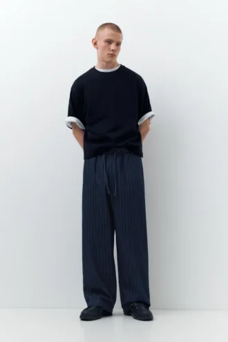 Gestreifte Denim-Jogging-Hose