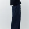 Gestreifte Denim-Jogging-Hose Gestreifte Denim-Jogging-Hose