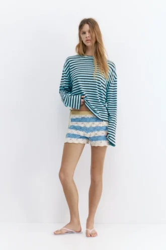 Gestreifte Häkel-Shorts