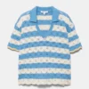 Gestreiftes Häkel-Poloshirt Gestreiftes Häkel-Poloshirt