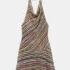 Gestreiftes kurzes Neckholder-Shorts-Kleid