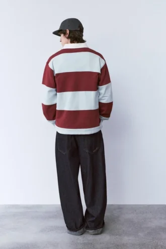 Gestreiftes Langarm-Poloshirt