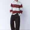 Gestreiftes Langarm-Poloshirt