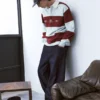 Gestreiftes Langarm-Poloshirt