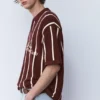 Gestreiftes Strick-Poloshirt mit Reißverschluss