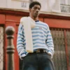 Gestreiftes Strick-T-Shirt Gestreiftes Strick-T-Shirt