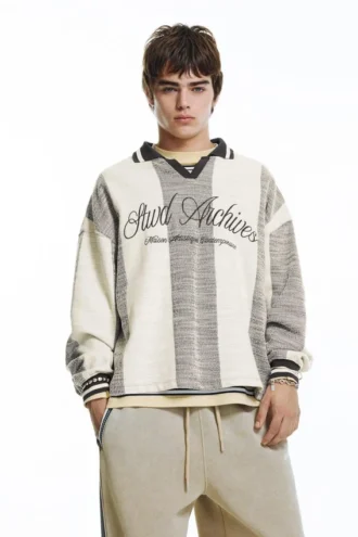 Gestreiftes STWD-Football-Poloshirt